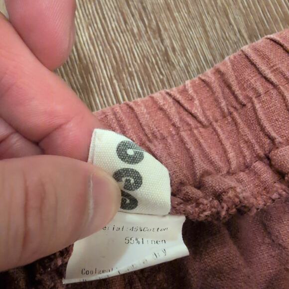 Minibee Women's XXL 100% Linen Pants Pink Salmon Summer Spring Boho Hippie - Picture 4 of 9